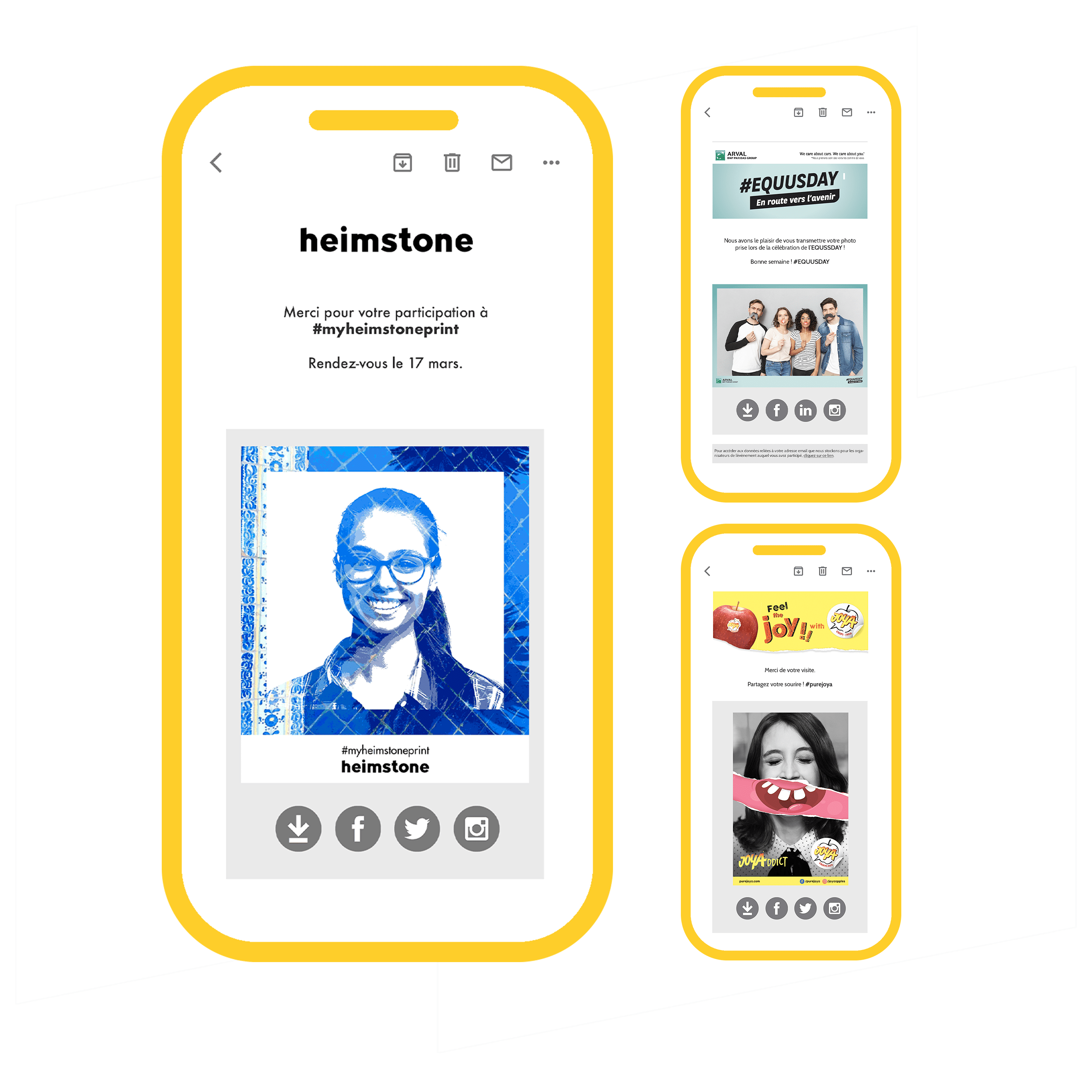 Illustrations emails personnalisés envoyés instantanément par nos bornes photos