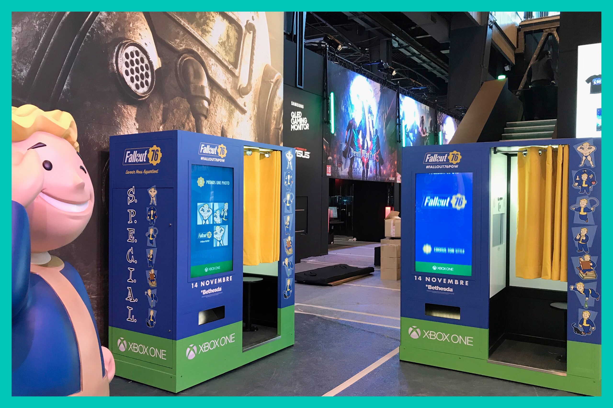 Location de cabines photos à Paris Games Week - personnalisation complète pour Fall Out